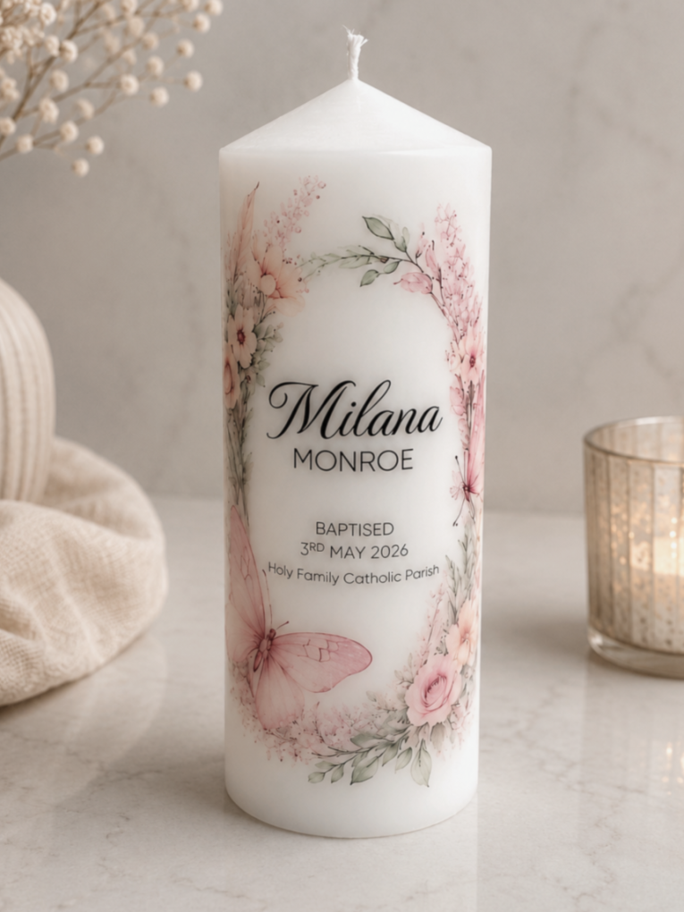 MILANA BAPTISM CANDLE