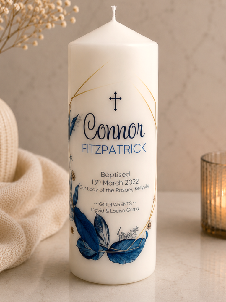 FEATHER BAPTISM CANDLE