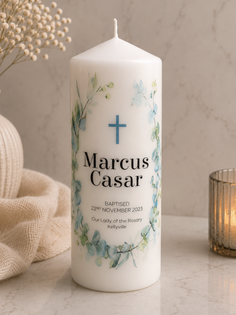 MARCUS WREATH BAPTISM CANDLE