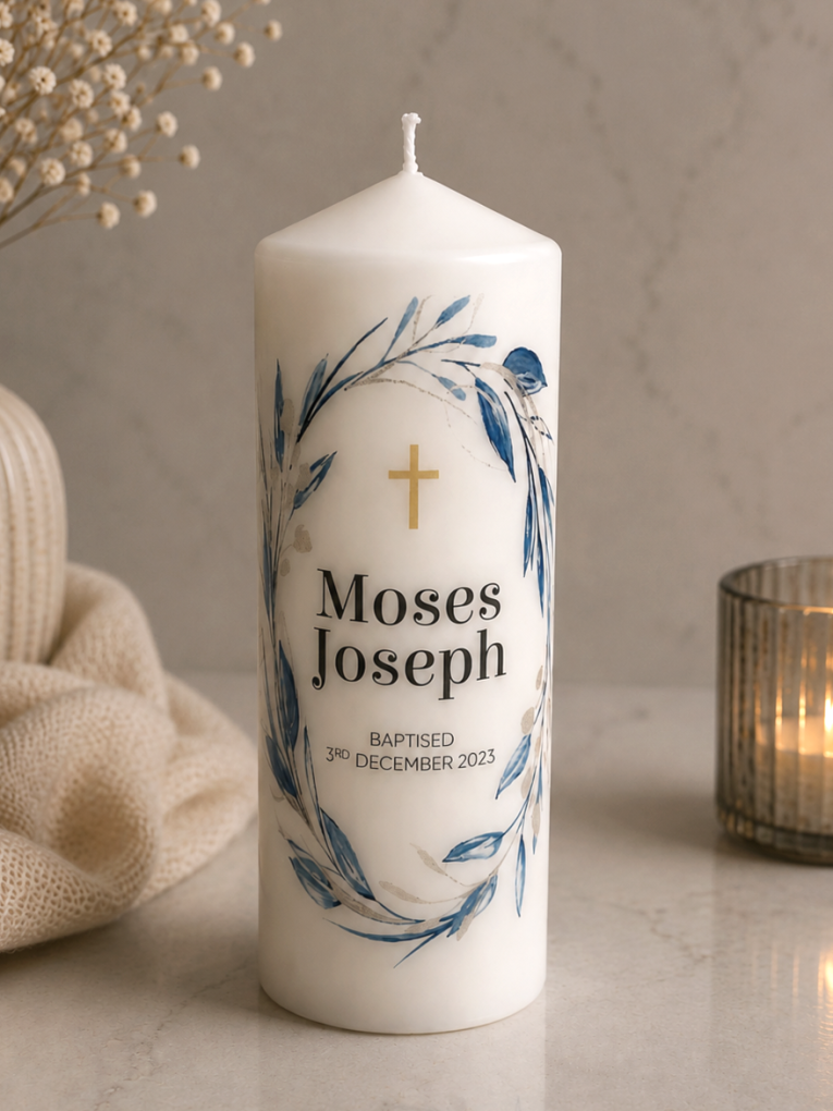 MOSES WREATH BAPTISM CANDLE
