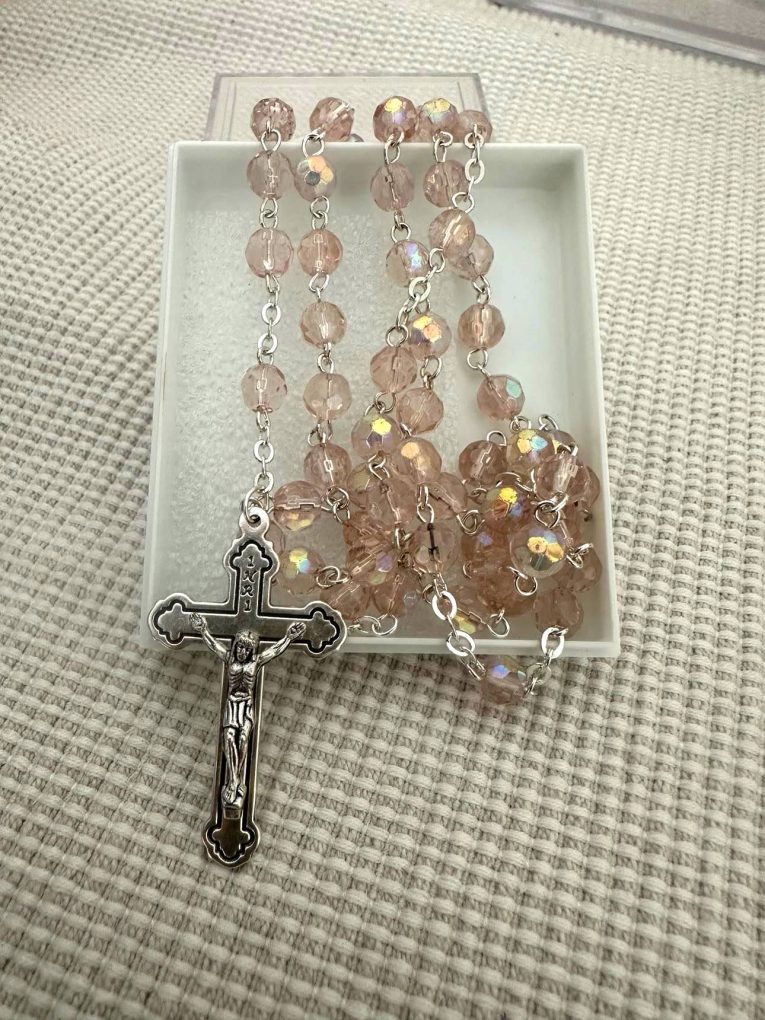 Crystal Rosary Beads - Pink