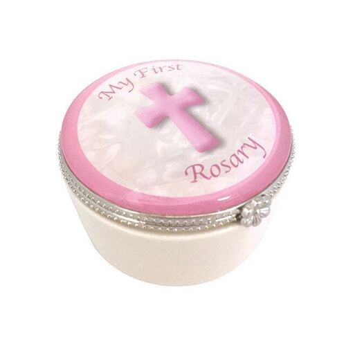 Porcelain Rosary Box - Pink