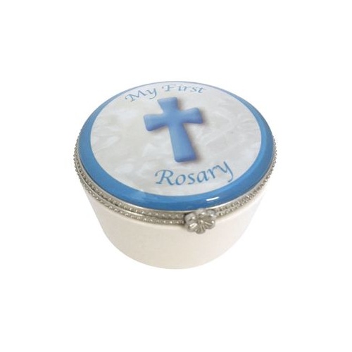 Porcelain Rosary Box - Blue